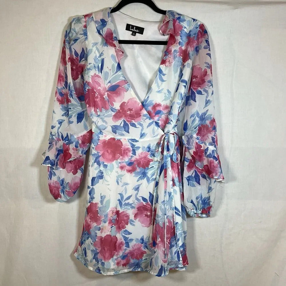 Lulu Flowered Party Wrap‎ Dress - Picture 1 of 5